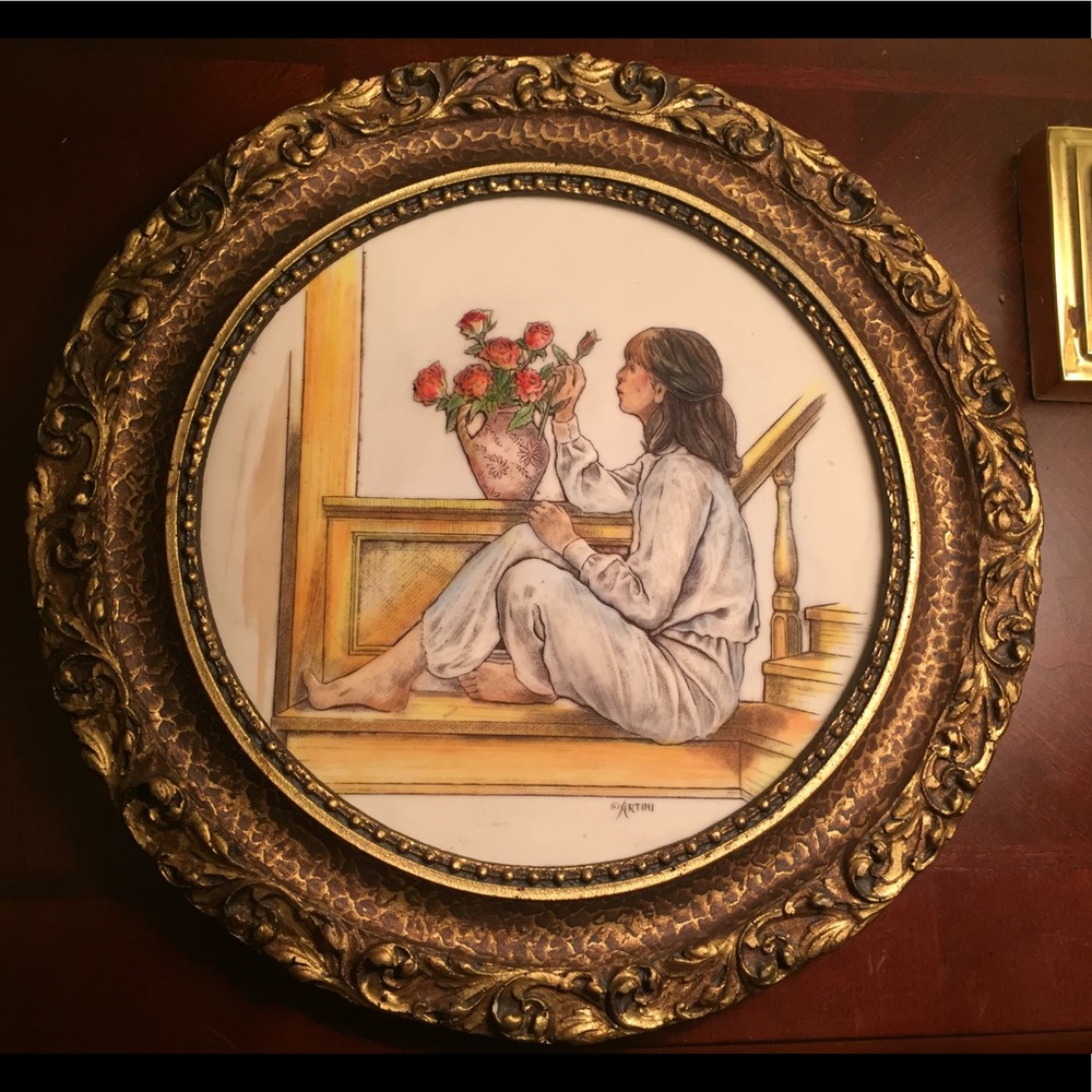 VINTAGE SCULPTURED ARTINI ENGRAVING FRAMED ART